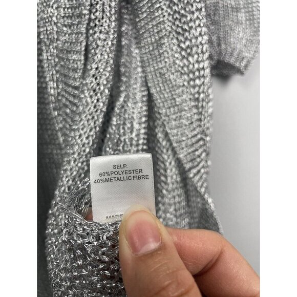 Meshki SilverShimmer Catalina Longline Knit Metallic Carigan Swim Coverup Size L - Picture 8 of 9